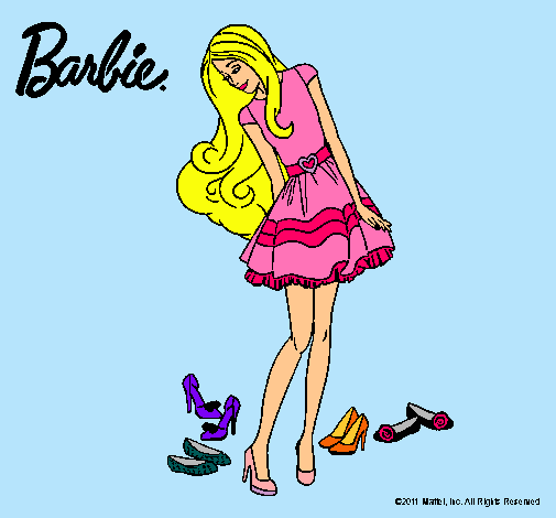 Dibujo Barbie y su colección de zapatos pintado por Pazitha
