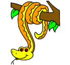 Dibujo Serpiente colgada de un árbol pintado por kaizan