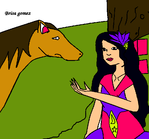 Dibujo Princesa y caballo pintado por Ale_