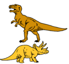 Dibujo Triceratops y tiranosaurios rex pintado por rockerito