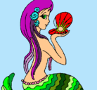 Dibujo Sirena y perla pintado por aliz