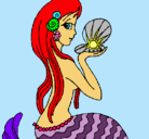 Dibujo Sirena y perla pintado por eva00