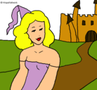 Dibujo Princesa y castillo pintado por pola