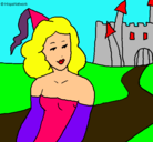 Dibujo Princesa y castillo pintado por METZI