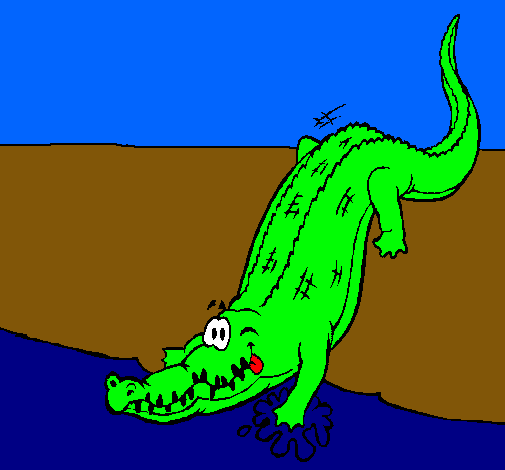 Dibujo Aligátor entrando al agua pintado por boob