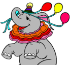 Dibujo Elefante con 3 globos pintado por todos