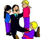 Dibujo Papa con sus 3 hijos pintado por dddddddddddd