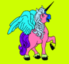 Dibujo Unicornio con alas pintado por poni