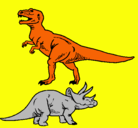 Dibujo Triceratops y tiranosaurios rex pintado por olivier