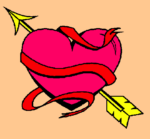 Dibujo Corazón con flecha pintado por kool