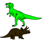 Dibujo Triceratops y tiranosaurios rex pintado por YORSU