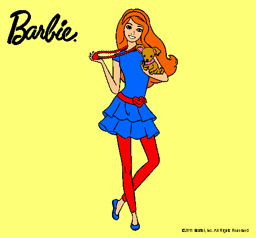 Dibujo Barbie y su mascota pintado por kool