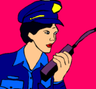 Dibujo Policía con el walkie pintado por faceboook
