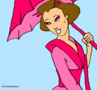 Dibujo Geisha con paraguas pintado por divina7478