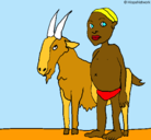 Dibujo Cabra y niño africano pintado por itziainho