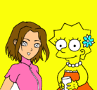 Dibujo Sakura y Lisa pintado por fefisofia