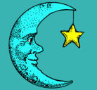 Dibujo Luna y estrella pintado por aurea