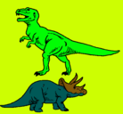 Dibujo Triceratops y tiranosaurios rex pintado por saul