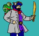 Dibujo Pirata con un loro pintado por anamar 
