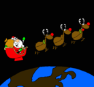 Dibujo Papa Noel repartiendo regalos 3 pintado por SANTACARLOS