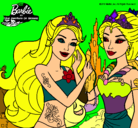 Dibujo Barbie se despiede de la reina sirena pintado por DESCHI