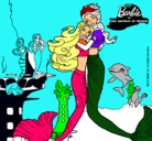 Dibujo Barbie sirena y la reina sirena pintado por ailen 