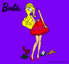 Dibujo Barbie y su colección de zapatos pintado por papi