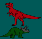 Dibujo Triceratops y tiranosaurios rex pintado por horton