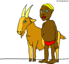 Dibujo Cabra y niño africano pintado por itziainho
