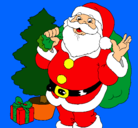 Dibujo Santa Claus y un árbol de navidad pintado por Enzo08