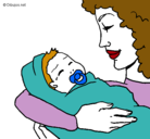 Dibujo Madre con su bebe II pintado por vida