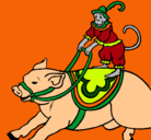 Dibujo Mono y cerdo pintado por amalia