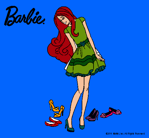Dibujo Barbie y su colección de zapatos pintado por mariadelaluz