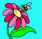 Dibujo Margarita con abeja pintado por linez