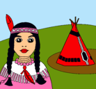 Dibujo India y tepee pintado por lourdejr