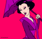 Dibujo Geisha con paraguas pintado por otuiyguuyfhu