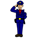 Dibujo Policía saludando pintado por isaias
