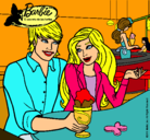 Dibujo Barbie y su amigo en la heladería pintado por Blooma