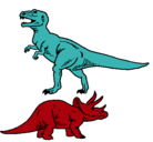 Dibujo Triceratops y tiranosaurios rex pintado por galeriadino