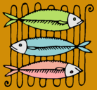 Dibujo Pescado a la brasa pintado por pescados