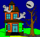 Dibujo Casa fantansma pintado por hallowen