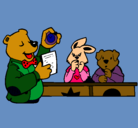 Dibujo Profesor oso y sus alumnos pintado por prrrrrrrrrrr