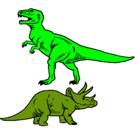Dibujo Triceratops y tiranosaurios rex pintado por malan
