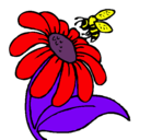 Dibujo Margarita con abeja pintado por trompetas