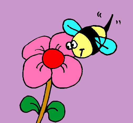 Abeja y flor