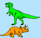 Dibujo Triceratops y tiranosaurios rex pintado por anthoam