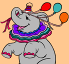 Dibujo Elefante con 3 globos pintado por belis