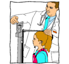 Dibujo Medir la estatura pintado por pediatra