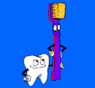 Dibujo Muela y cepillo de dientes pintado por abla