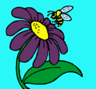 Dibujo Margarita con abeja pintado por ticole